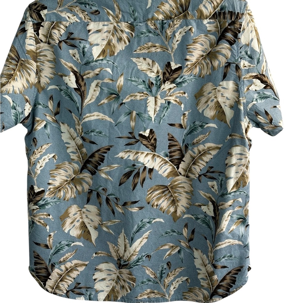 Denim & Flower Ricky Singh Blue Tropical Leaf Button Up Shirt Men’s XL - Picture 3 of 15